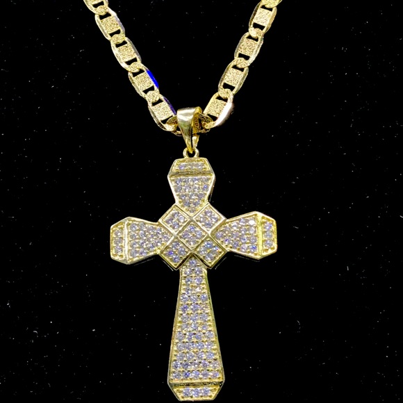 COPY - 14K Gold ICED OUT VVS Classic Cross & Figa…